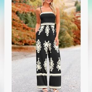 Boho Jumpsuits One Piece Outfits Strapless Wide Leg Pants Rompers